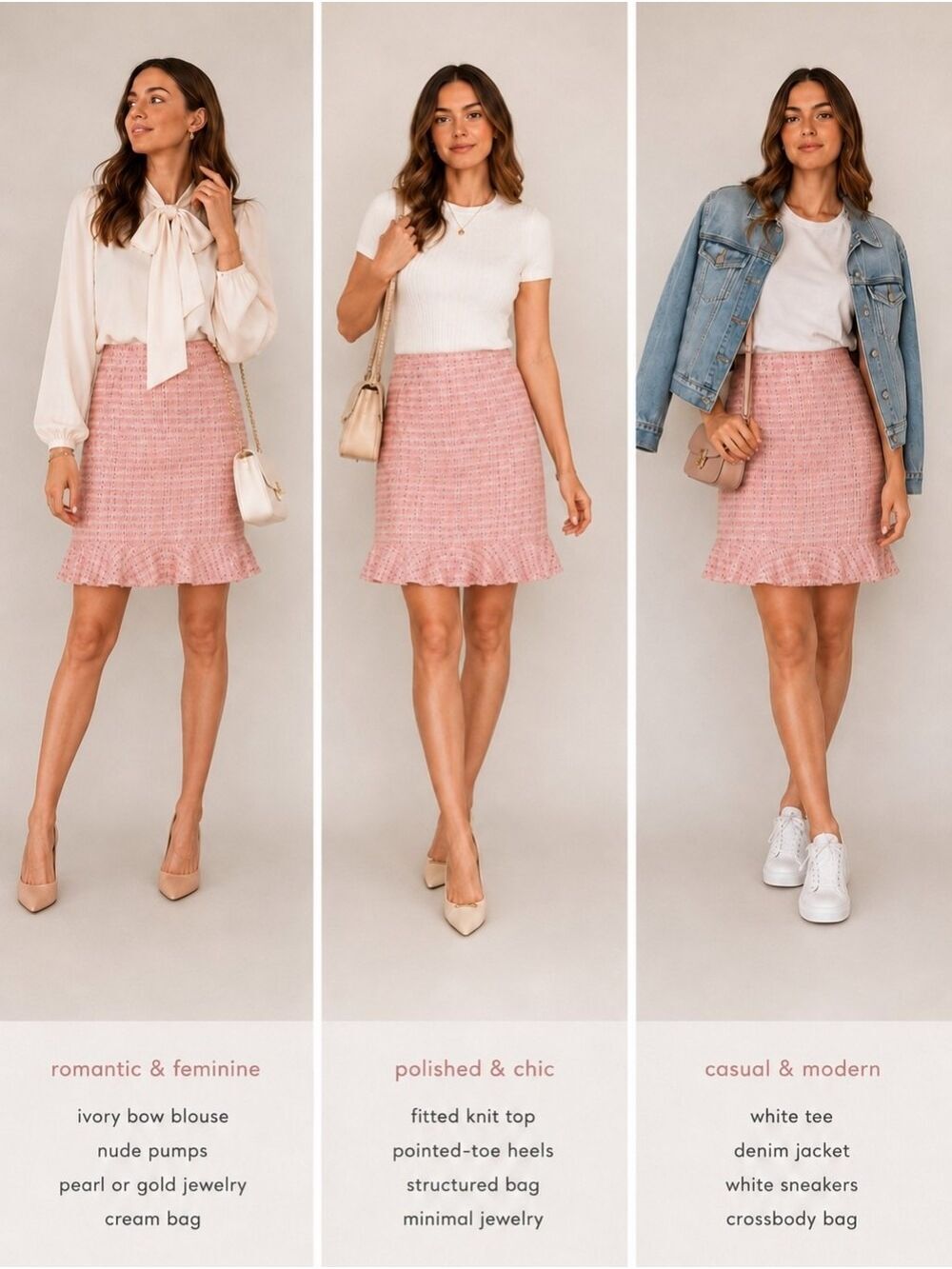 ENRICO BALDINI PINK TWEED RUFFLE BOTTOM SKIRT SIZE 8